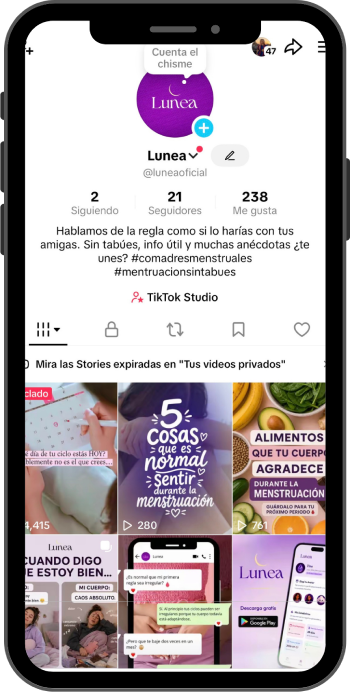 Lunea — Contenido TikTok para salud y bienestar femenino